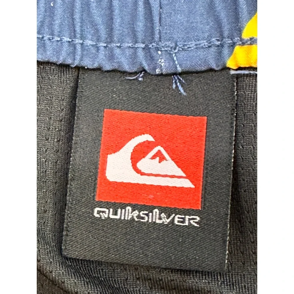 Quiksilver Mens Tropical Floral Swim Trunks Navy Blue Yellow 2XL QSM15VL049 NWT